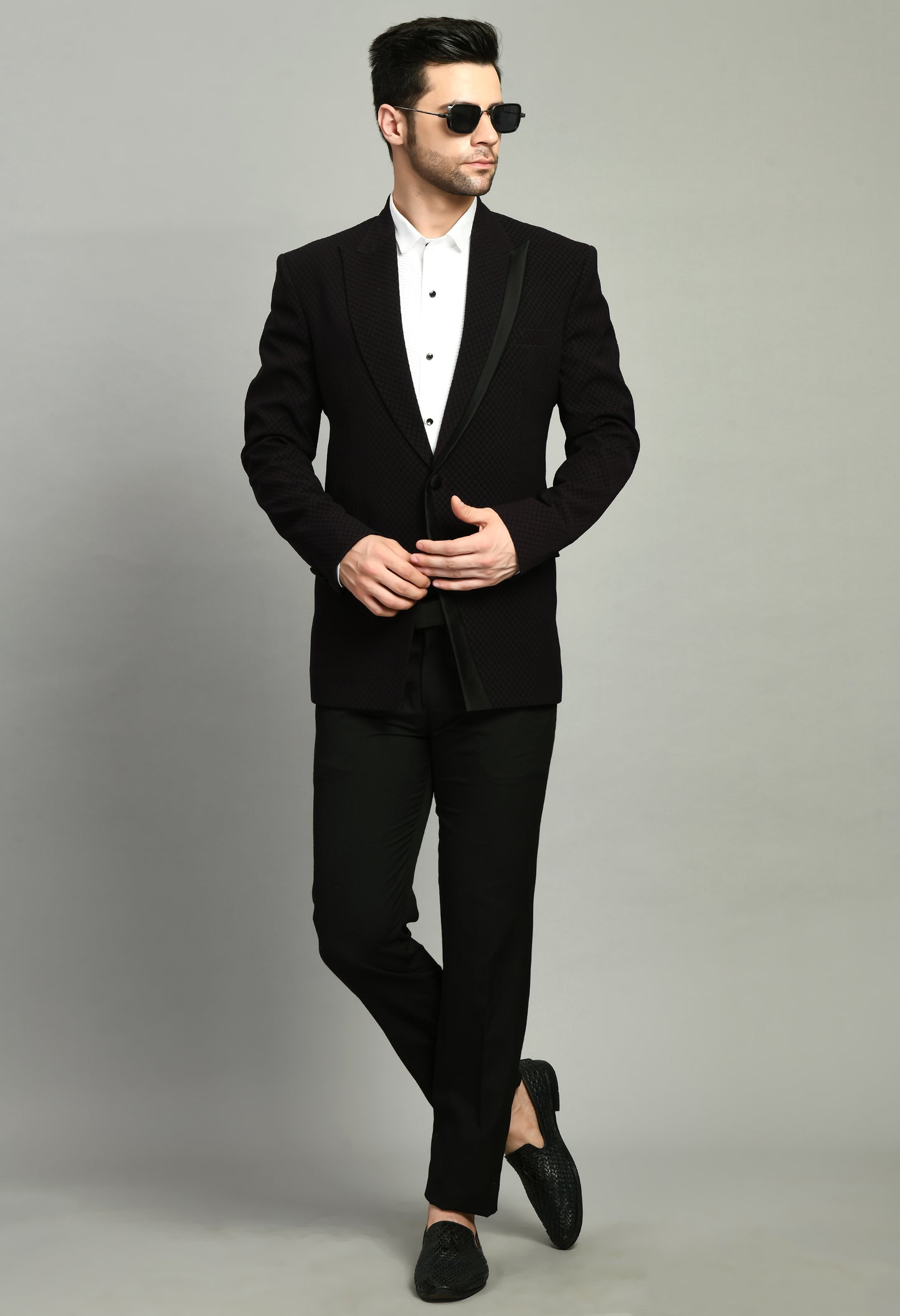 Men’s Tuxedo – Japanese Lycra in Black with Satin Detail | One Man Show