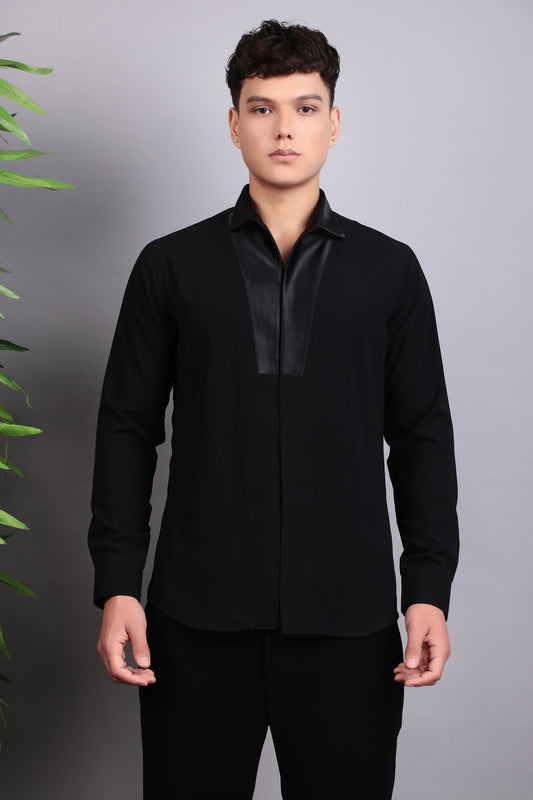 Side view - Men’s Tuxedo – Japanese Lycra in Black with Hand Embroidery