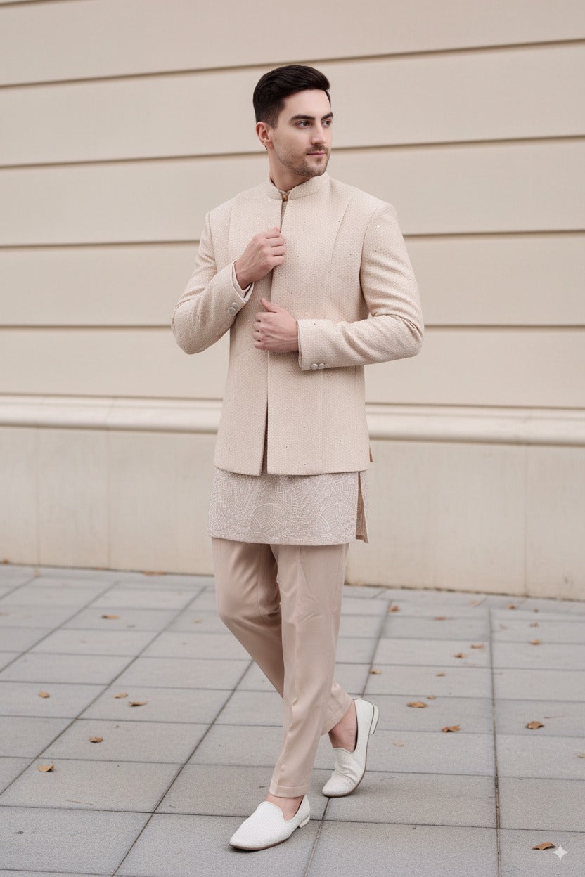 Premium Bandhgala Sets collection by One Man Show – handcrafted Indian menswear