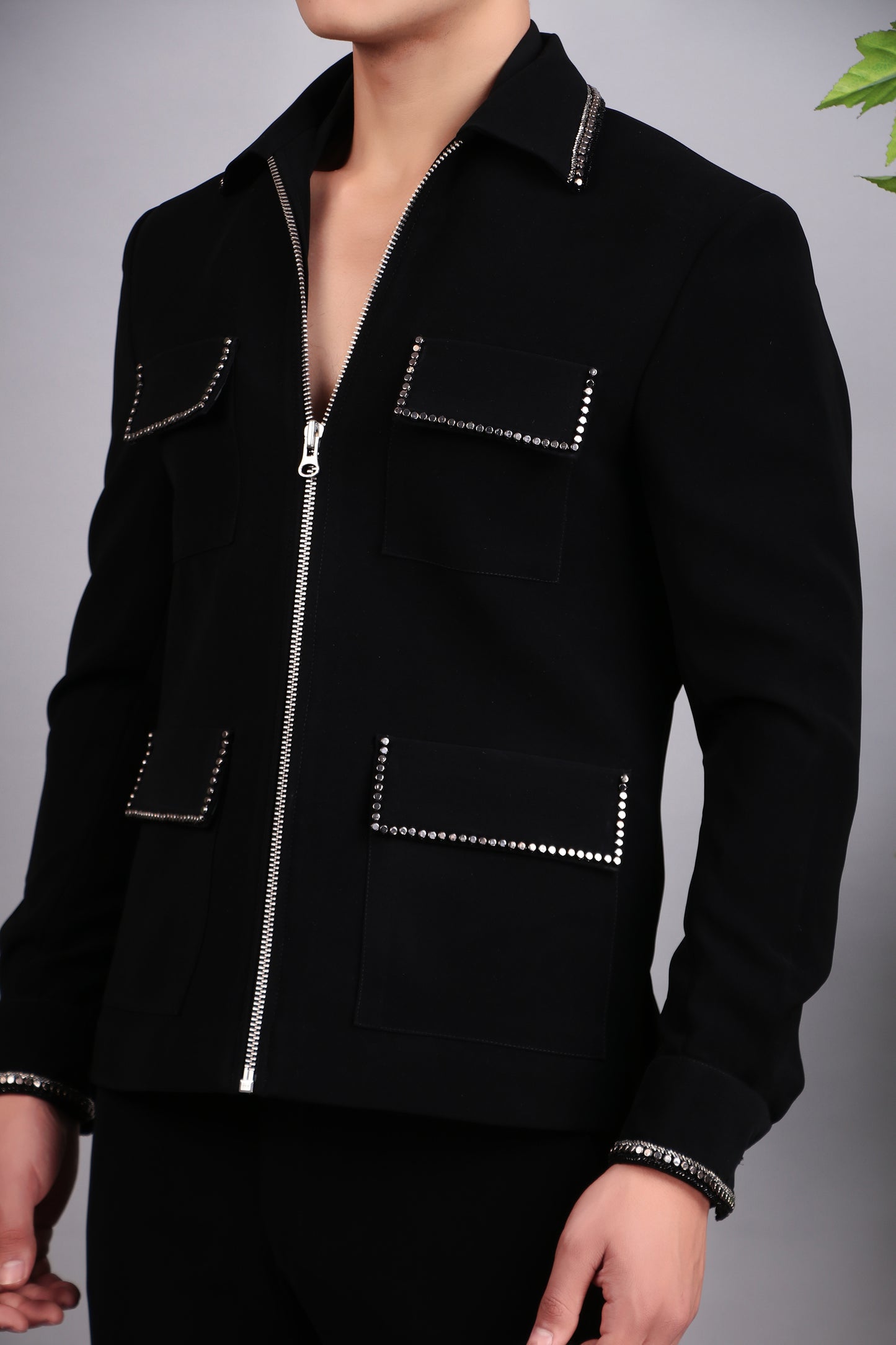 Detail view 2 - Men’s Tuxedo – Japanese Lycra in Black with Hand Embroidery