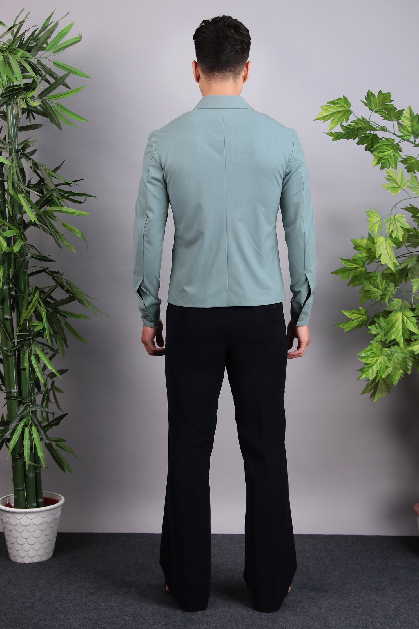 Men’s Suit – Suiting Lycra in Green with Hunter Shirt and Hand Stitchwork | One Man Show