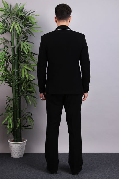 Men’s Tuxedo – Japanese Lycra in Black with White Piping Details | One Man Show