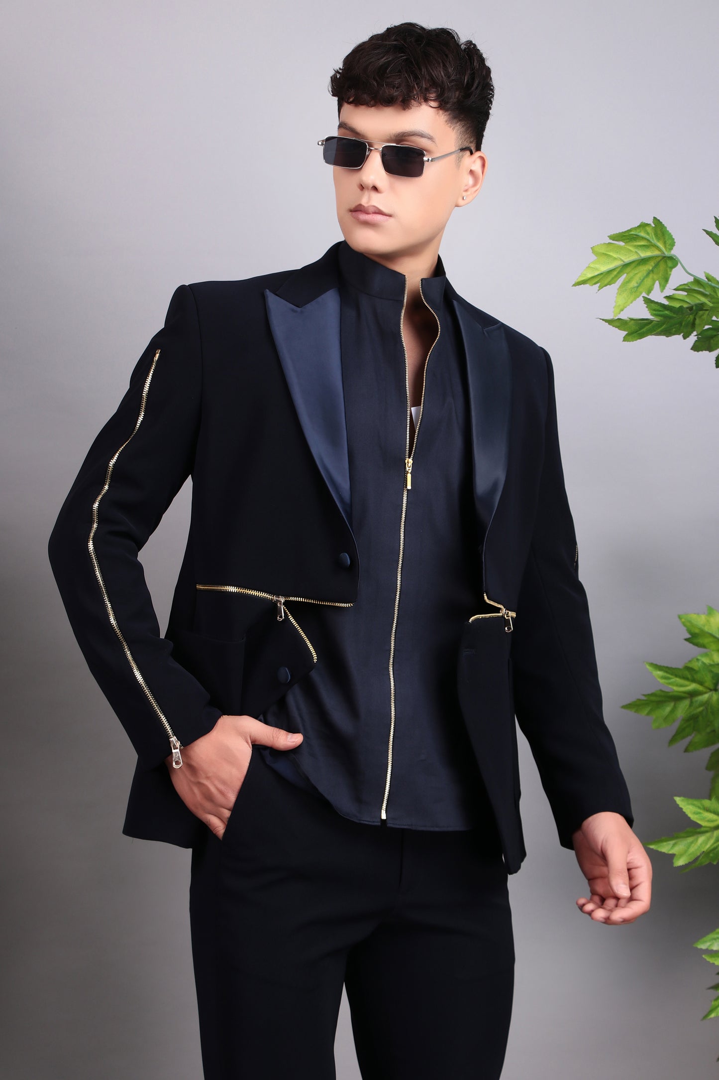 Back view - Men’s Tuxedo – Japanese Lycra in Midnight Blue with Modern Design