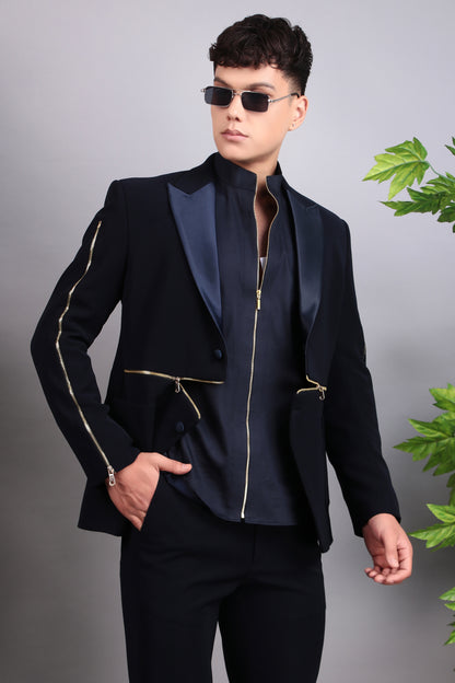 Men’s Tuxedo – Japanese Lycra in Midnight Blue with Modern Design | One Man Show