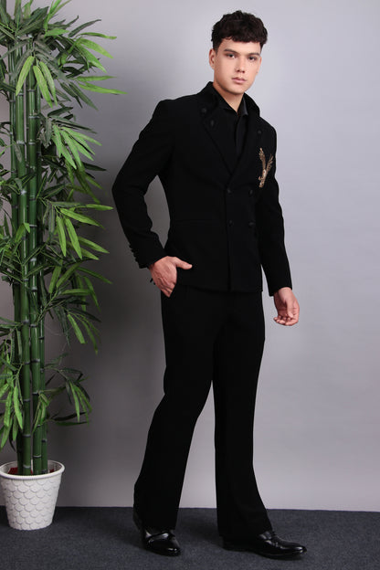 Men’s Tuxedo – Japanese Lycra in Black with Eagle Motif Embroidery | One Man Show