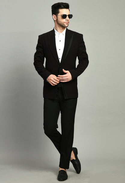 Men’s Tuxedo – Japanese Lycra in Black with Satin Detail | One Man Show