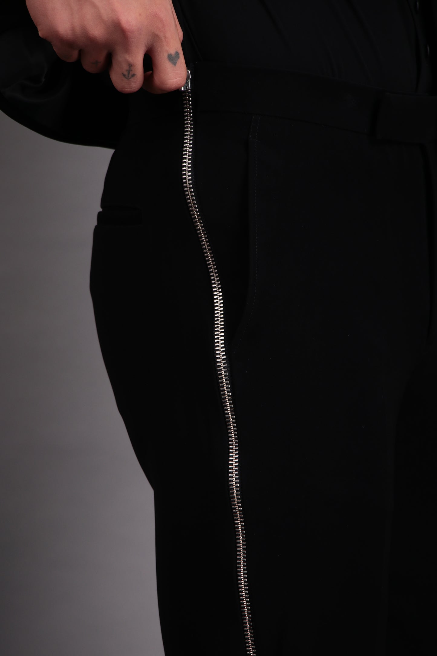 Detail view 3 - Men’s Tuxedo – Japanese Lycra in Black with Modern Front Zipper Jacket