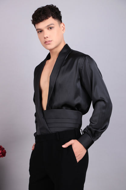Men’s Tuxedo – Japanese Lycra in Black with Beads Embroidery | One Man Show