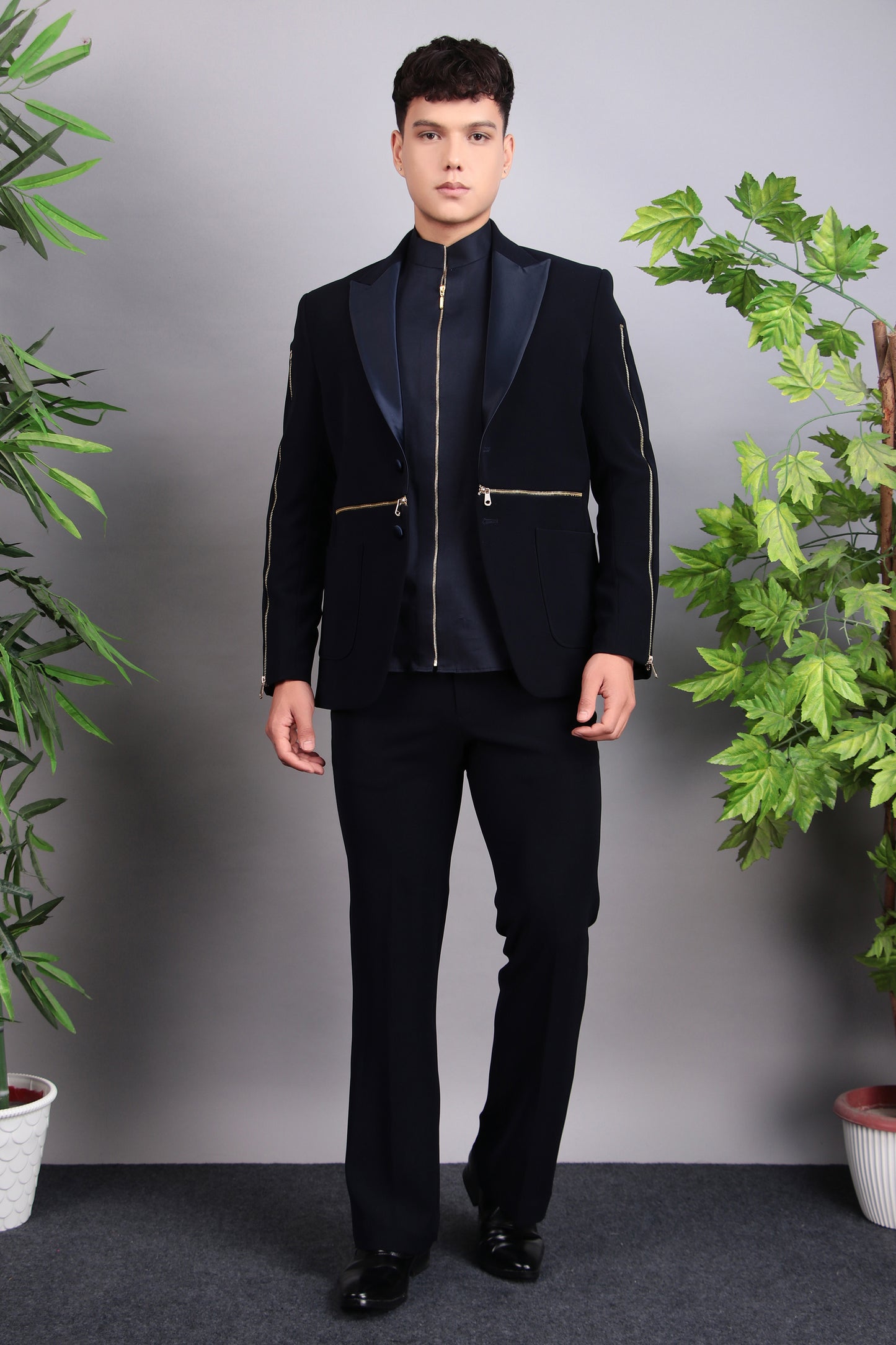 Detail view 2 - Men’s Tuxedo – Japanese Lycra in Midnight Blue with Modern Design