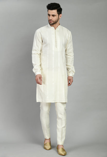 Men’s Nehru Jacket – Silk in Blue with Floral Motif Embroidery | One Man Show