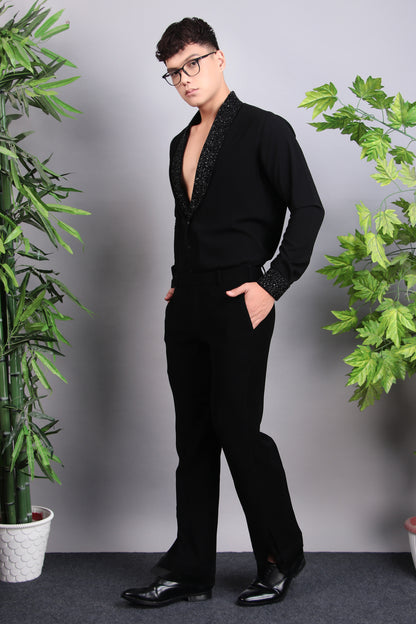 Men’s Tuxedo – Japanese Lycra in Black with Hand Embroidery | One Man Show