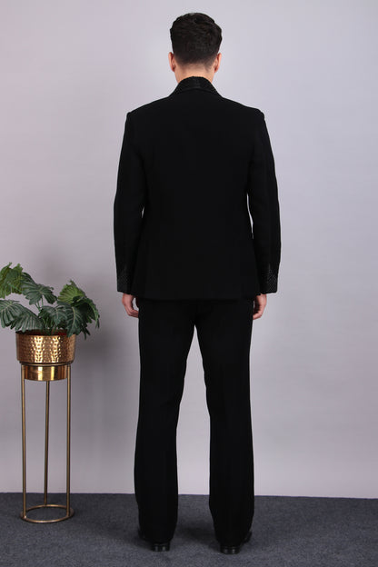 Men’s Tuxedo – Japanese Lycra in Black with Layered Lapel Style | One Man Show