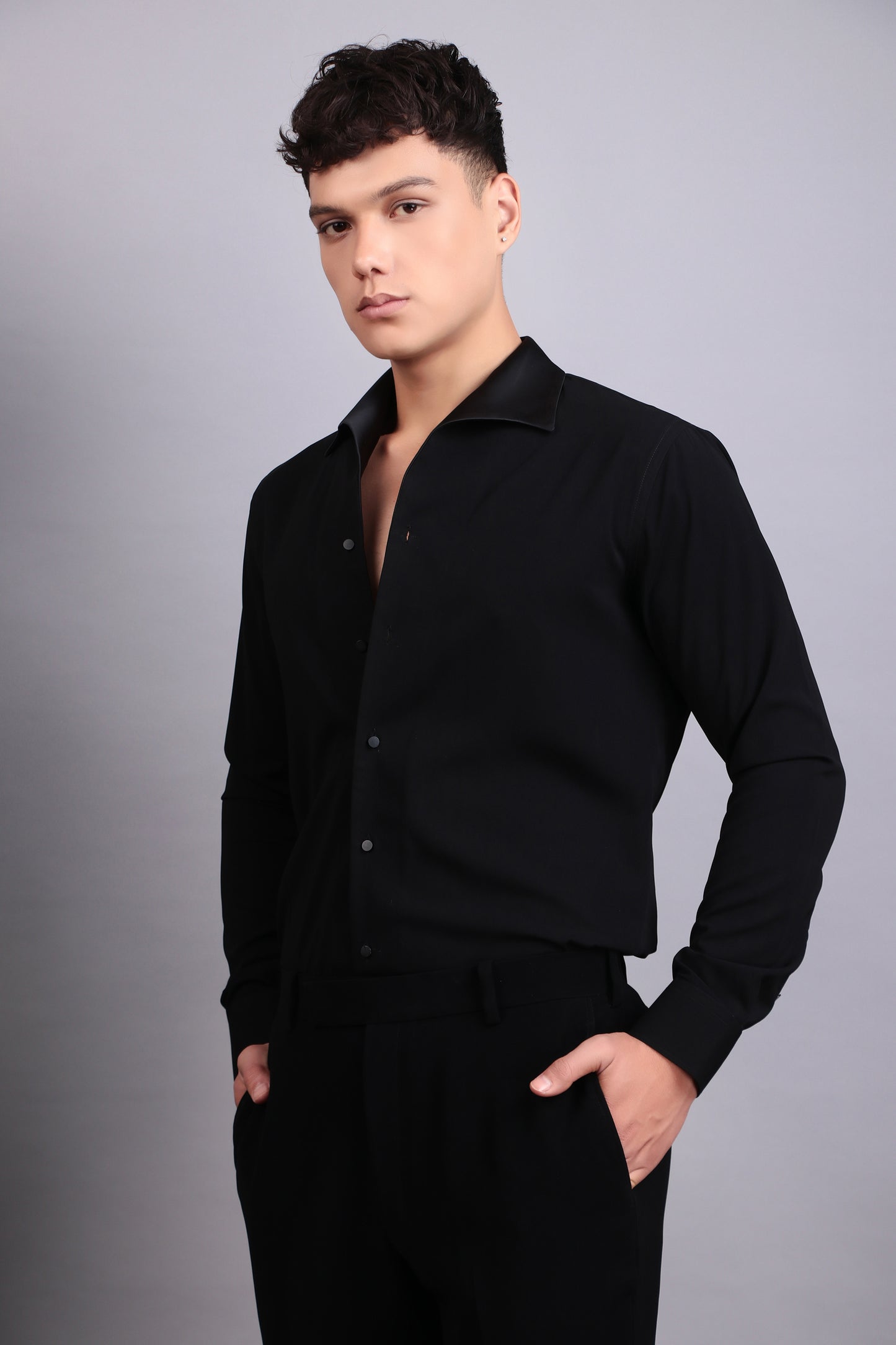 Detail view 3 - Men’s Tuxedo – Japanese Lycra in Black with Eagle Motif Embroidery