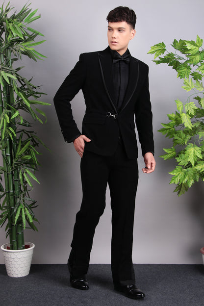 Men’s Tuxedo – Japanese Lycra in Black with Extended Front and Lapel Detailing | One Man Show