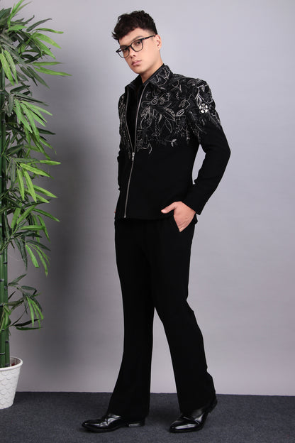 Men’s Tuxedo – Japanese Lycra in Black with Hand Embroidery | One Man Show