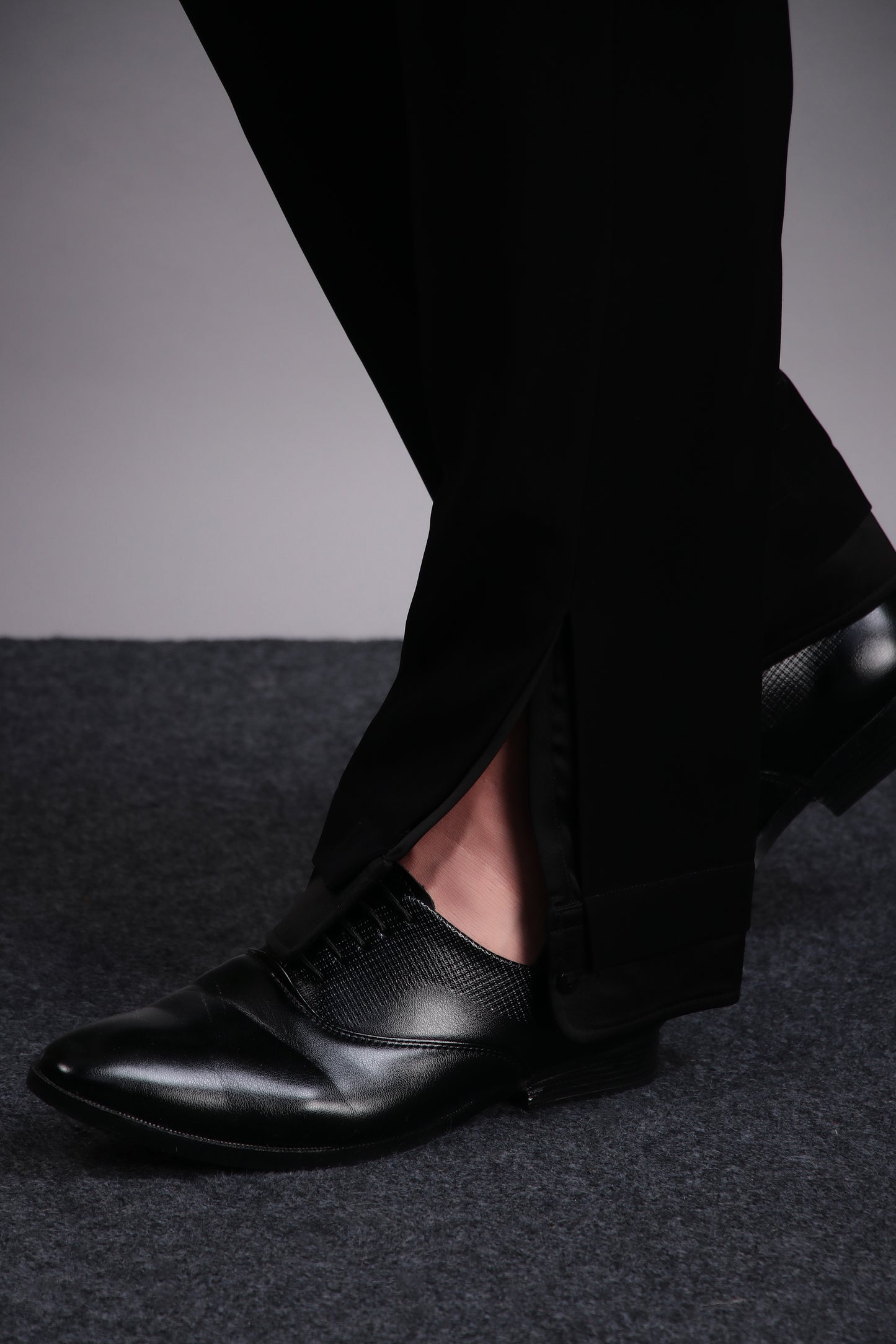 Detail view 2 - Men’s Tuxedo – Japanese Lycra in Black with Extended Front and Lapel Detailing