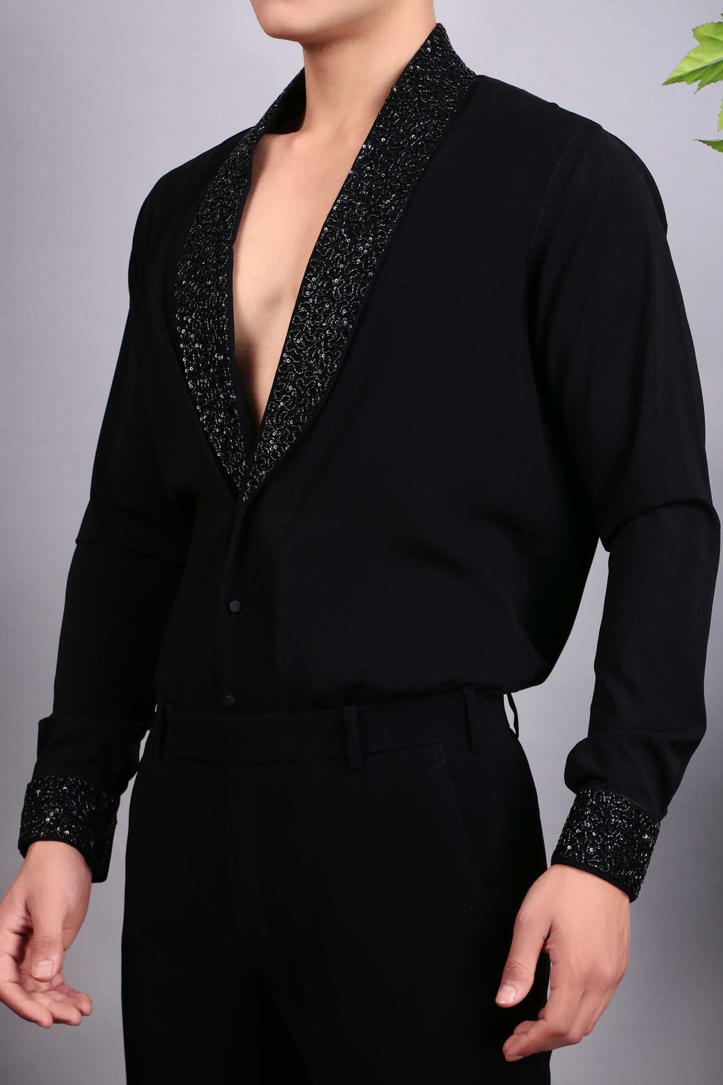 Detail view 8 - Men’s Tuxedo – Japanese Lycra in Black with Hand Embroidery
