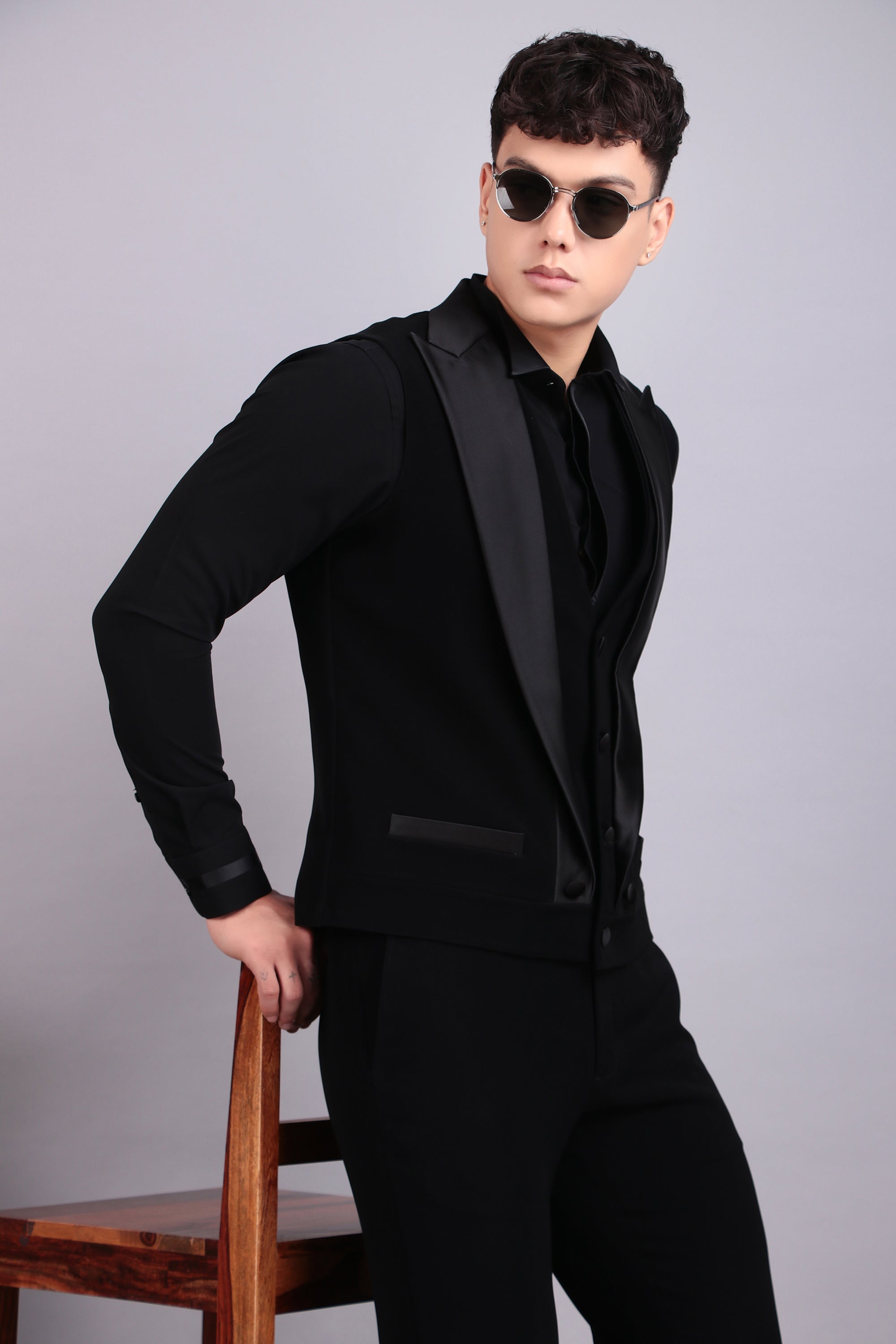 Men's Tuxedo – Japanese Lycra in Black with Multi | OMS