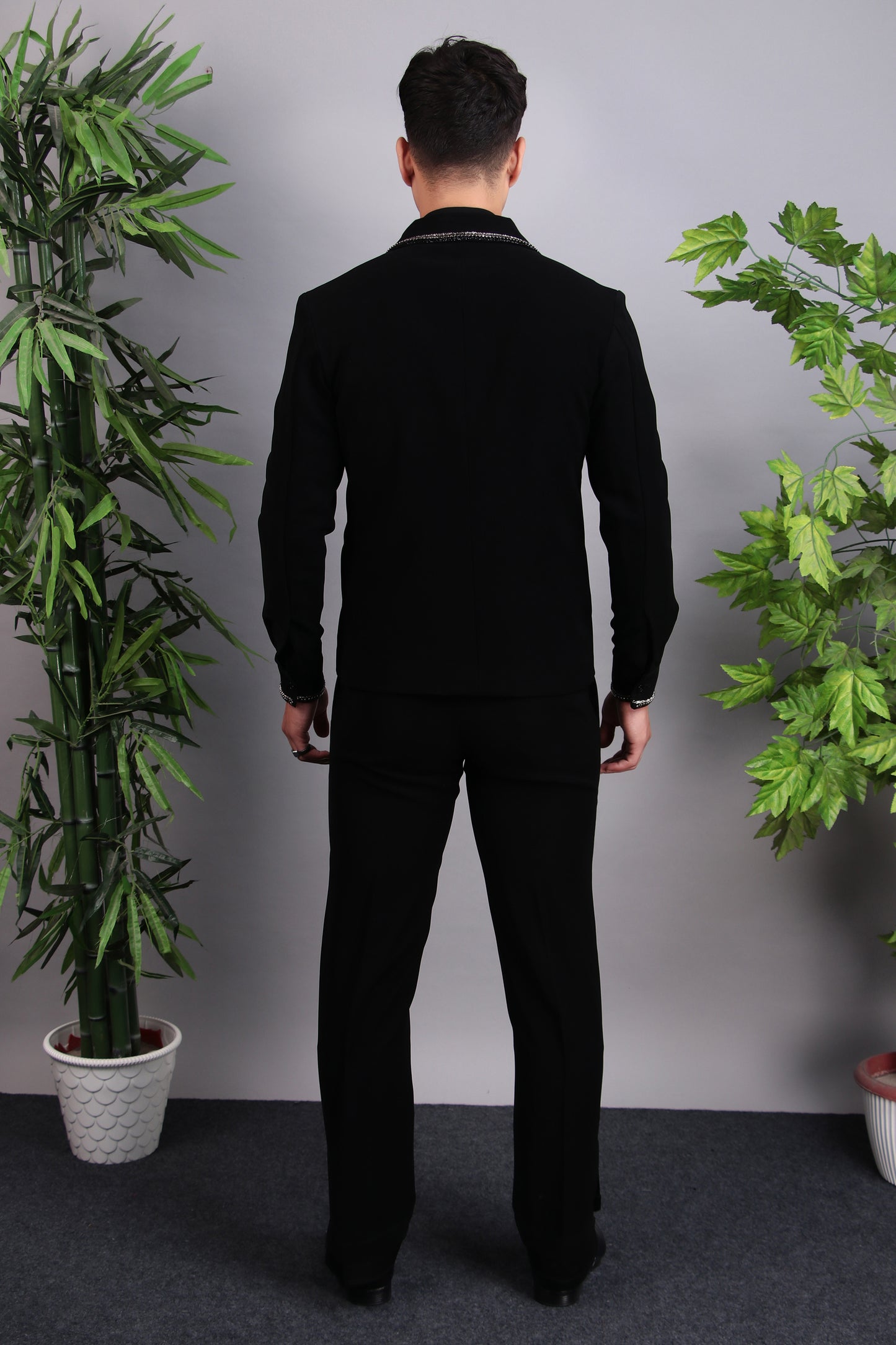 Detail view 1 - Men’s Tuxedo – Japanese Lycra in Black with Hand Embroidery