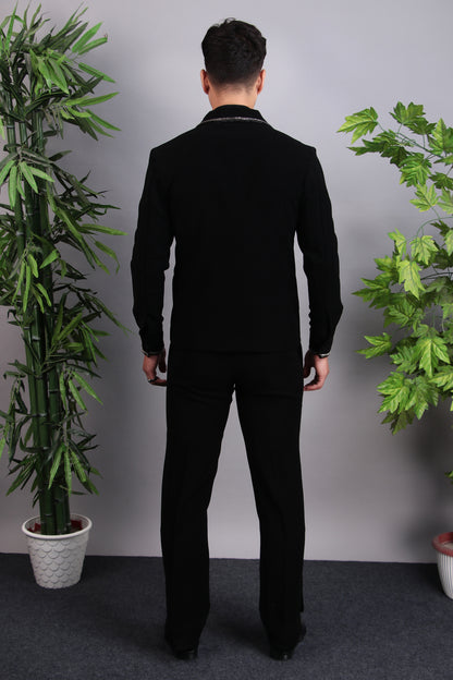 Men’s Tuxedo – Japanese Lycra in Black with Hand Embroidery | One Man Show