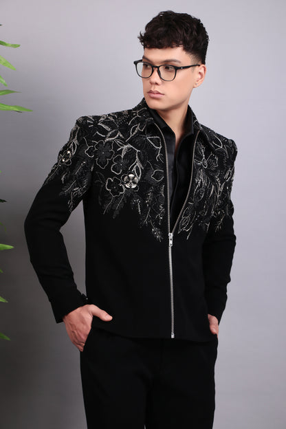 Men’s Tuxedo – Japanese Lycra in Black with Hand Embroidery | One Man Show