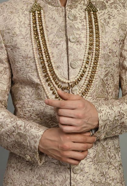 Men’s Sherwani – Silk in Pink with Detailed Hand Embroidery | One Man Show