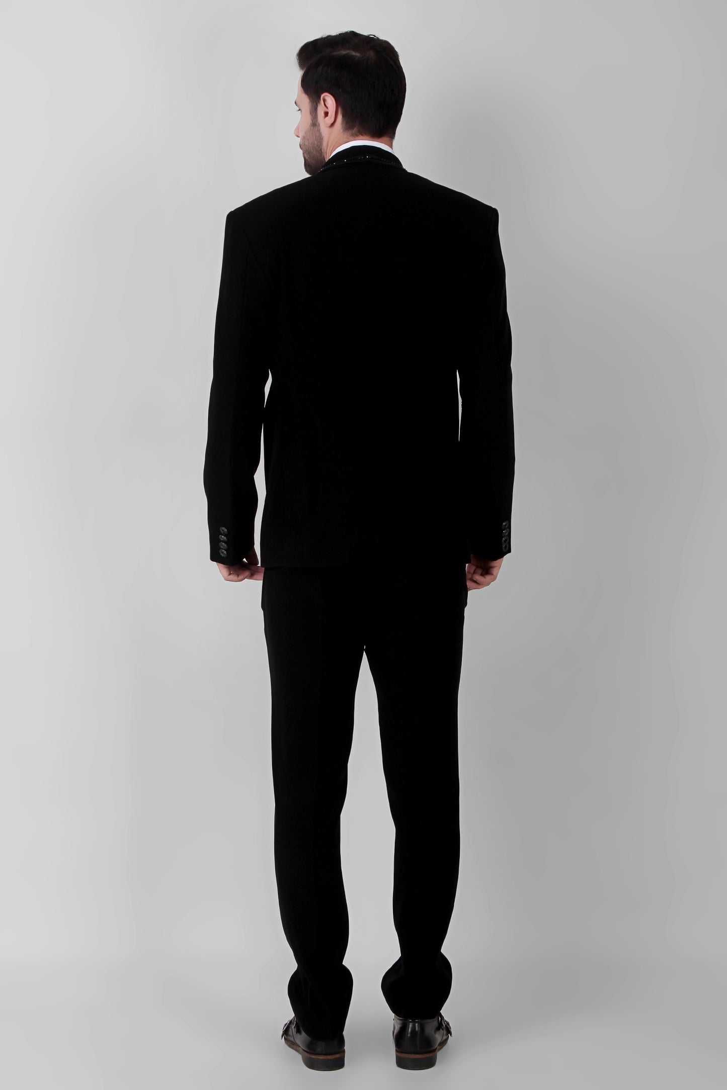 Detail view 1 - Men’s Tuxedo – Japanese Lycra in Black with Glass Bead Embroidery
