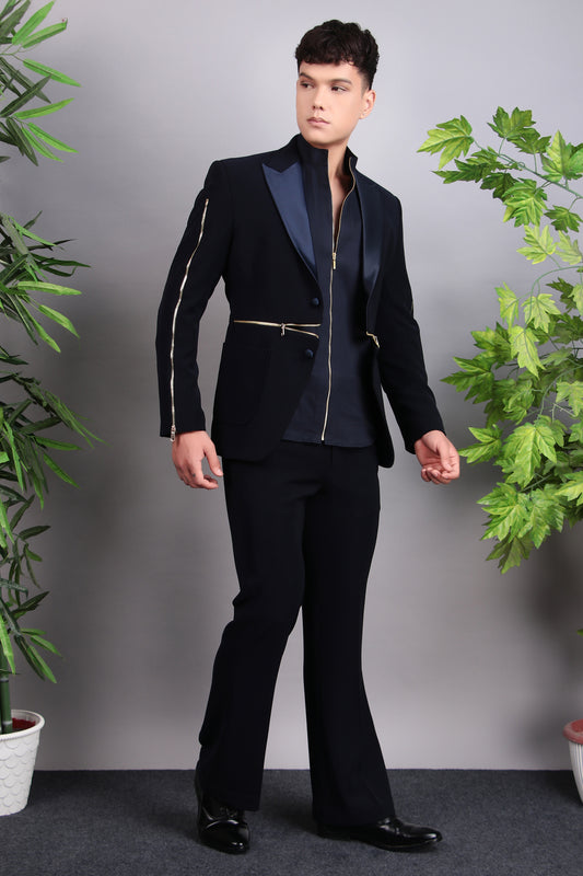 Men’s Tuxedo – Japanese Lycra in Midnight Blue with Modern Design | One Man Show