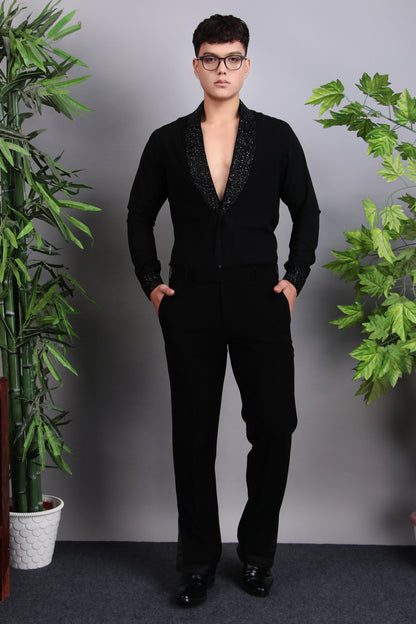 Men’s Tuxedo – Japanese Lycra in Black with Hand Embroidery | One Man Show