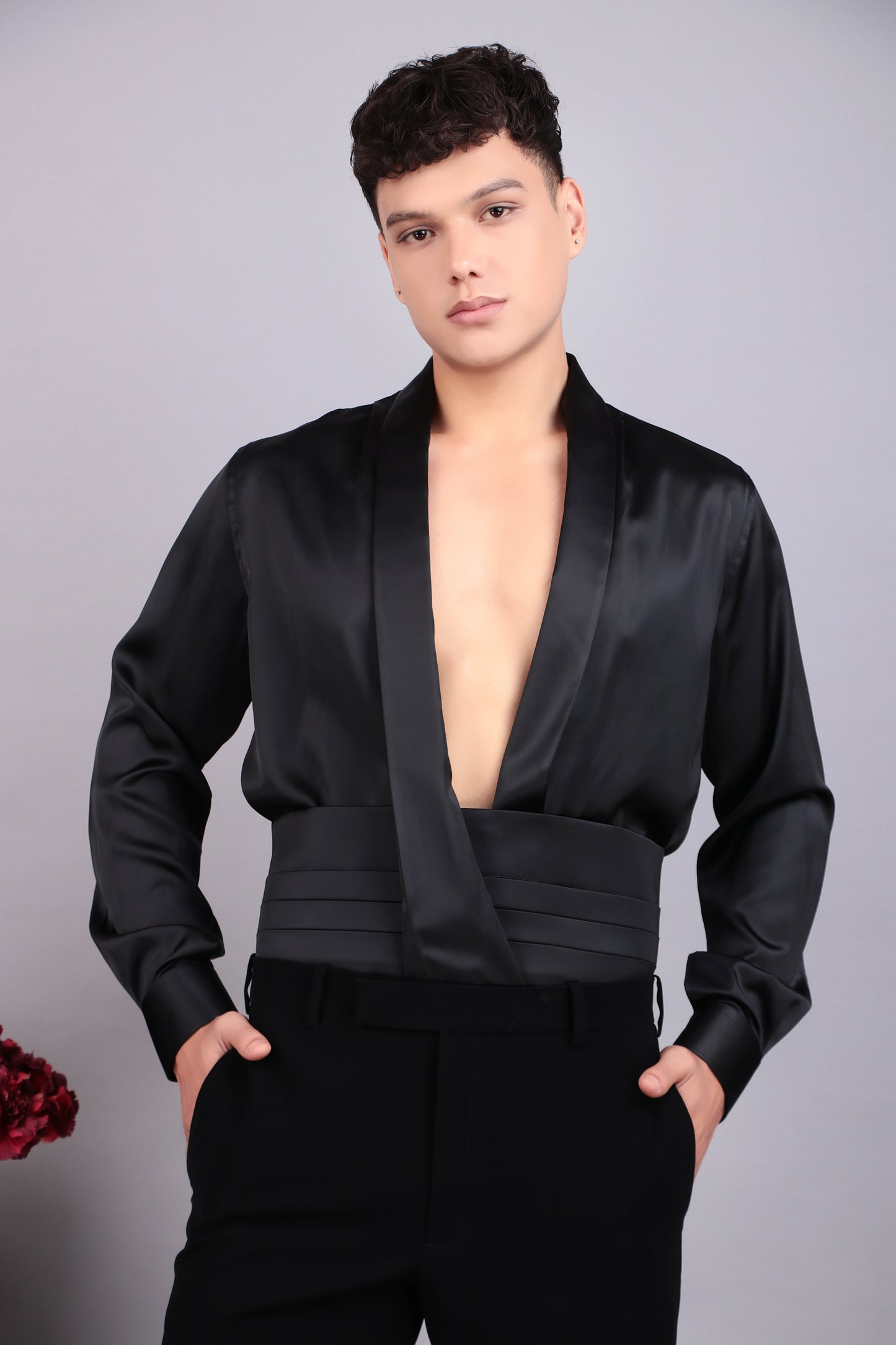 Detail view 8 - Men’s Tuxedo – Japanese Lycra in Black with Beads Embroidery