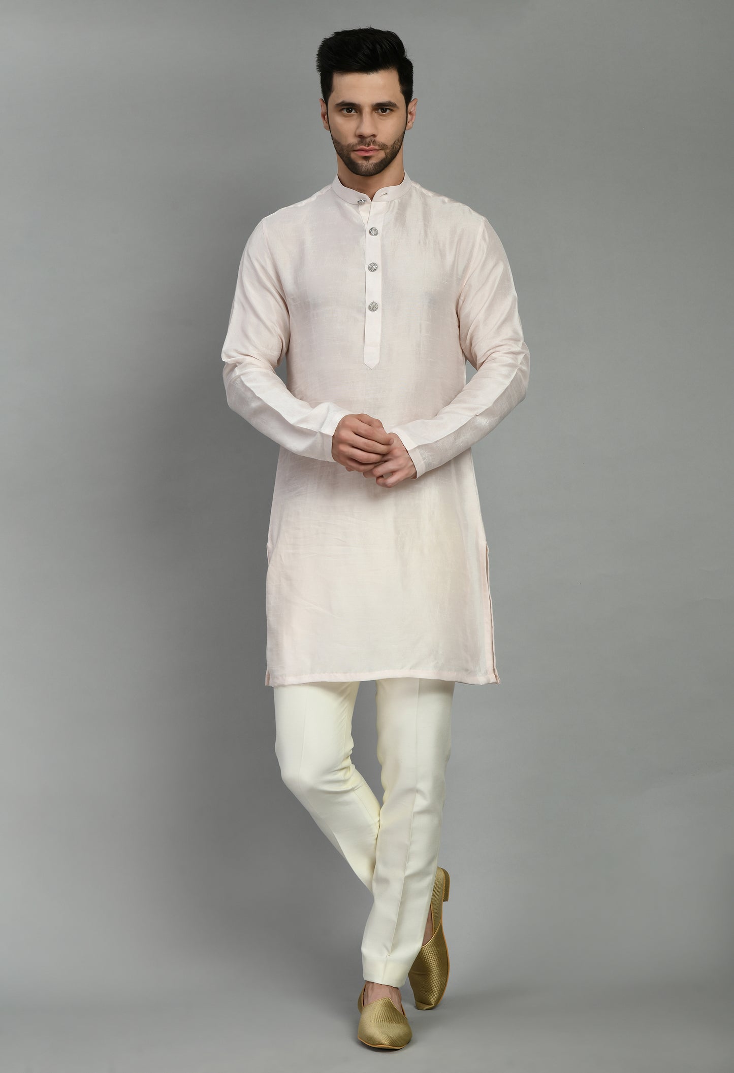 Detail view 2 - Men’s Indo-Western – Silk Kurta in Multi Color with Multi Color Floral Silk Thread Embroidery